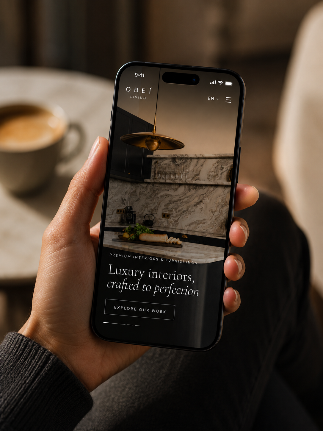 Obei Living website on mobile